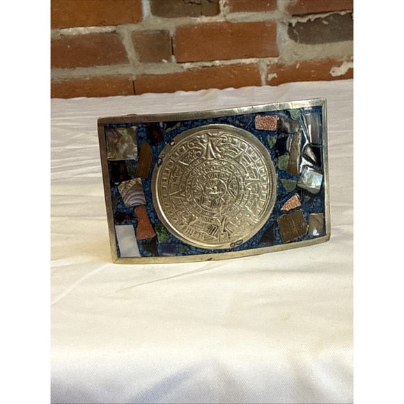Mexican Aztec Mayan Calendar Sterling Silver Belt Buckle main image 6